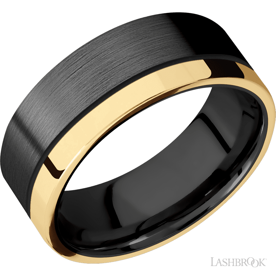 8 mm wide Flat Zirconium band