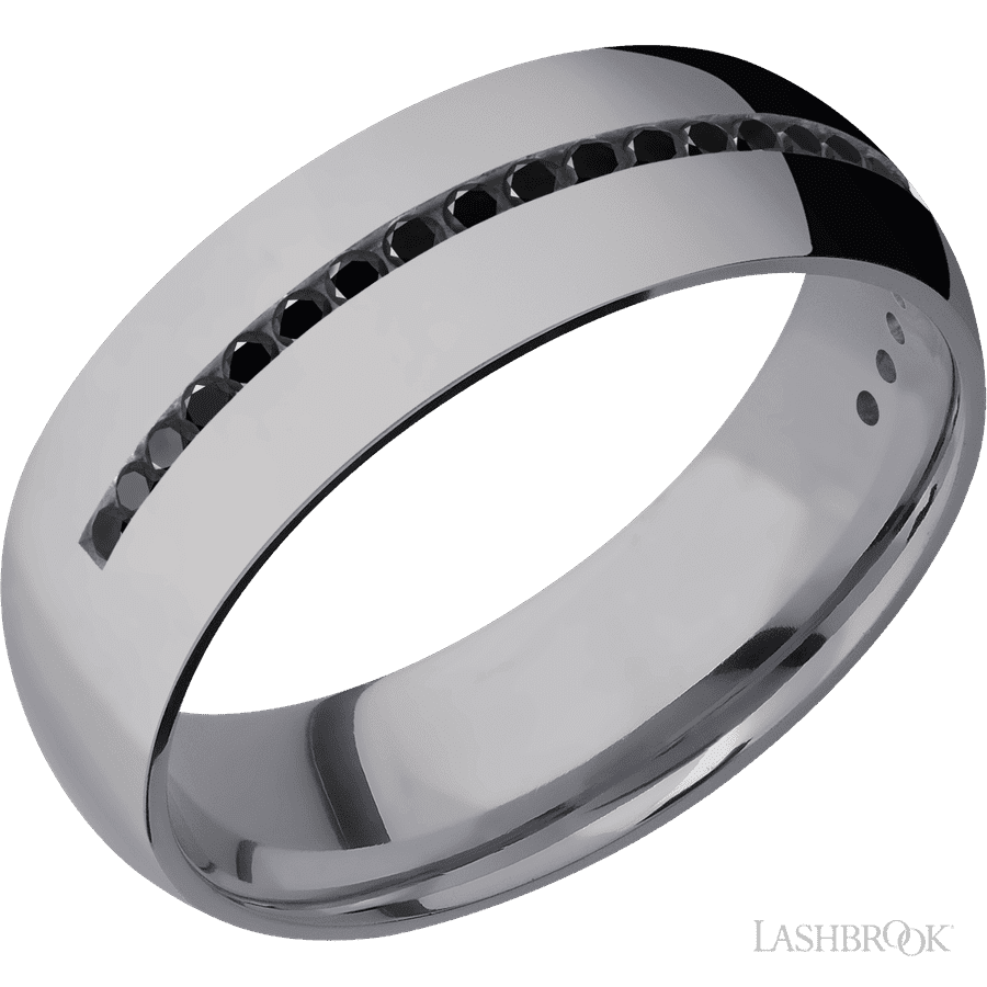 7 mm wide Domed Tantalum band w/ Black Diamond Accent