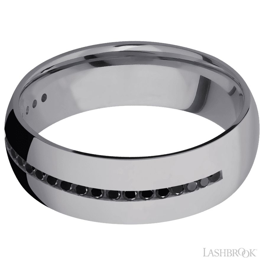 7 mm wide Domed Tantalum band w/ Black Diamond Accent