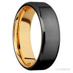 7 mm wide Beveled Zirconium band featuring a 14K Yellow Gold sleeve