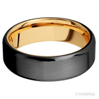 7 mm wide Beveled Zirconium band featuring a 14K Yellow Gold sleeve