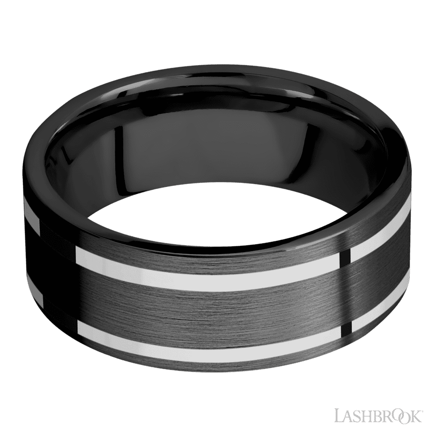 8 mm wide Flat Zirconium band