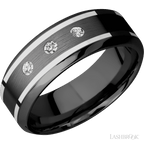 8 mm wide High Bevel Zirconium band w/ Diamond Accent