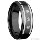 8 mm wide High Bevel Zirconium band w/ Diamond Accent