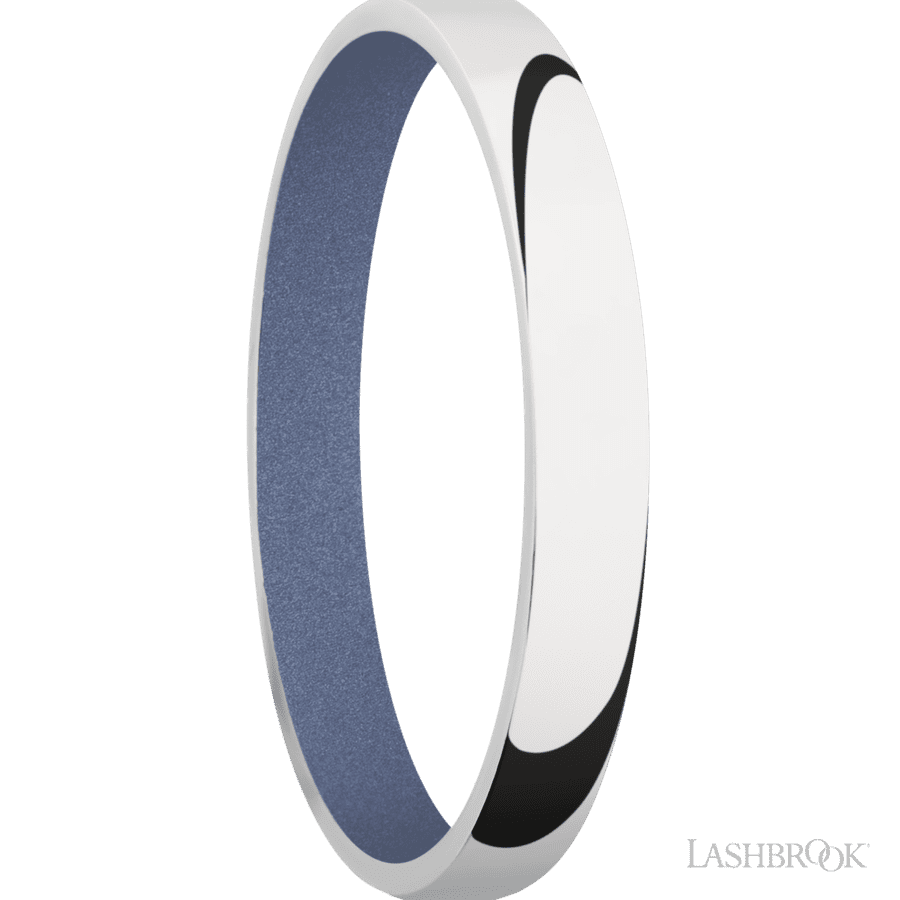 3 mm wide Domed 10K White Gold band featuring a Crushed Orchid sleeve