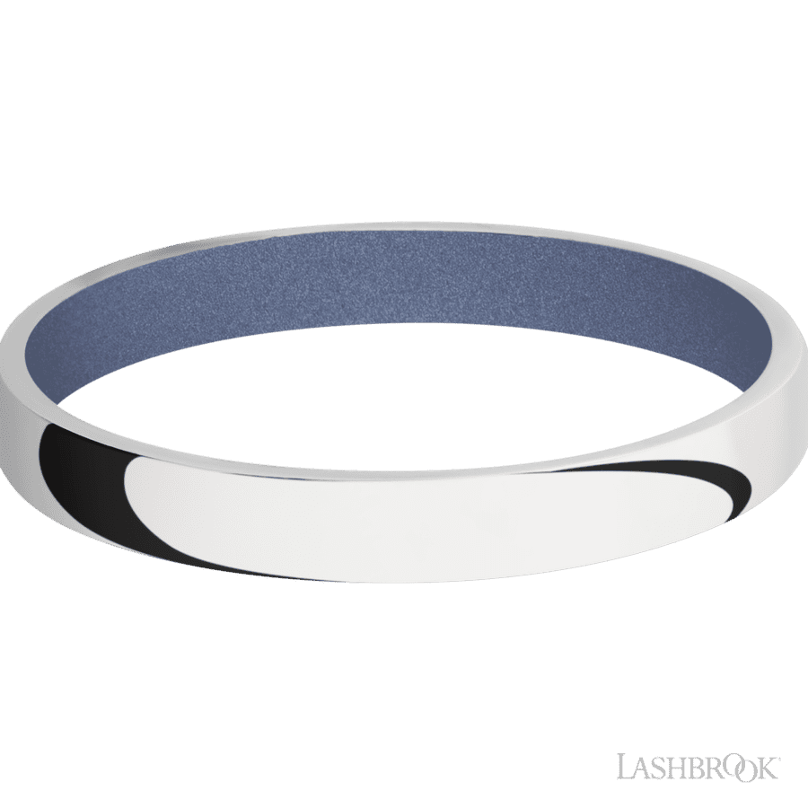 3 mm wide Domed 10K White Gold band featuring a Crushed Orchid sleeve
