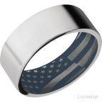 8 mm wide Flat Cobalt Chrome band featuring a Navy Blue sleeve
