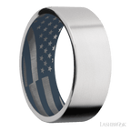 8 mm wide Flat Cobalt Chrome band featuring a Navy Blue sleeve