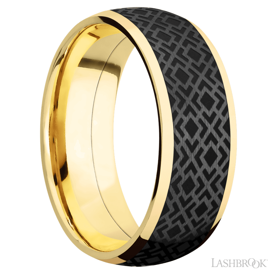 8 mm wide Domed 14K Yellow Gold band