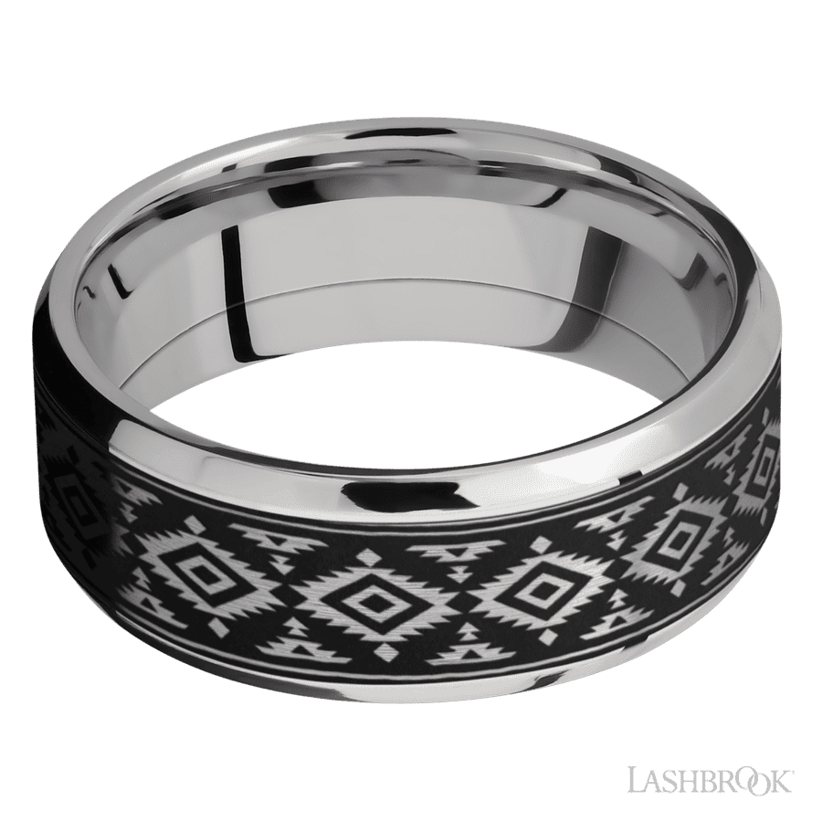 8 mm wide Beveled Cobalt Chrome band