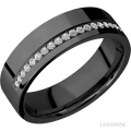 7 mm wide Flat Zirconium band w/ Diamond Accent