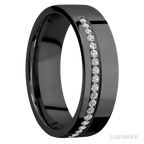 7 mm wide Flat Zirconium band w/ Diamond Accent