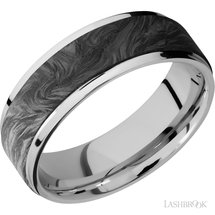 7 mm wide Flat Grooved Edges Cobalt Chrome band
