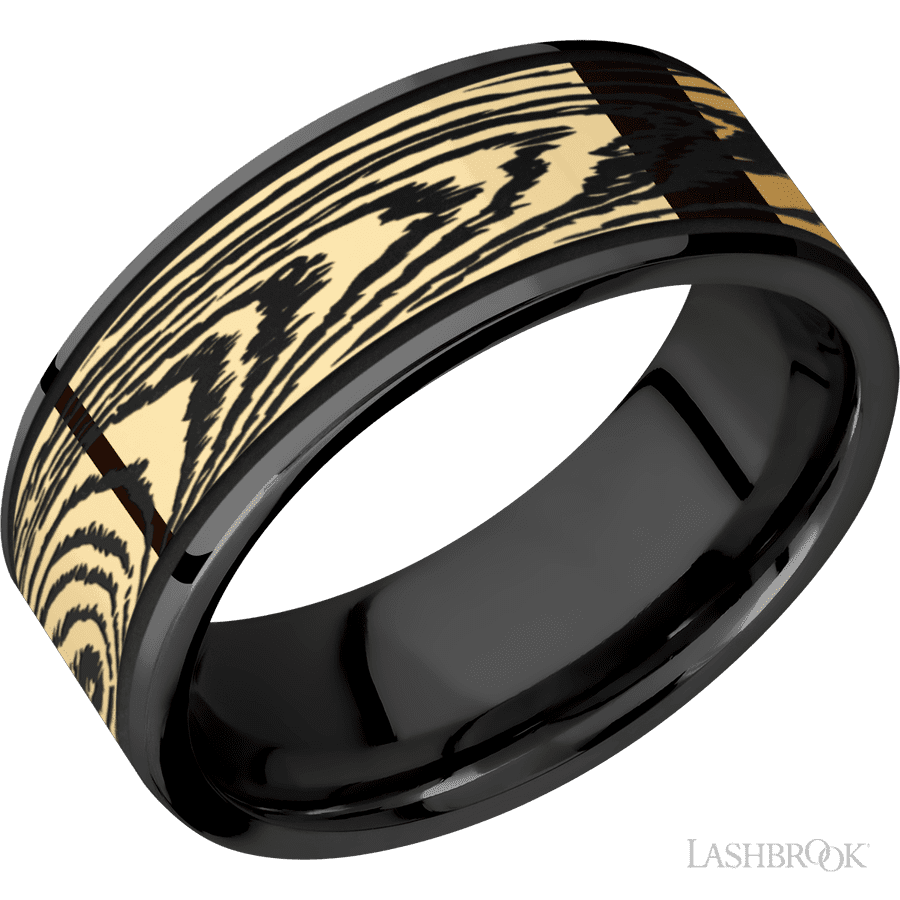 8 mm wide Flat Zirconium band