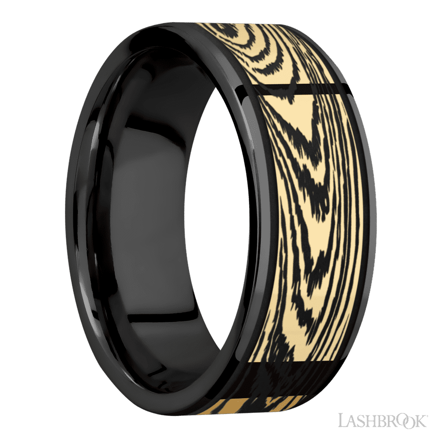 8 mm wide Flat Zirconium band