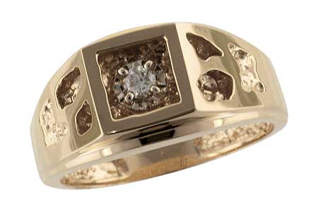 10KT Gold Mens Diamond Ring