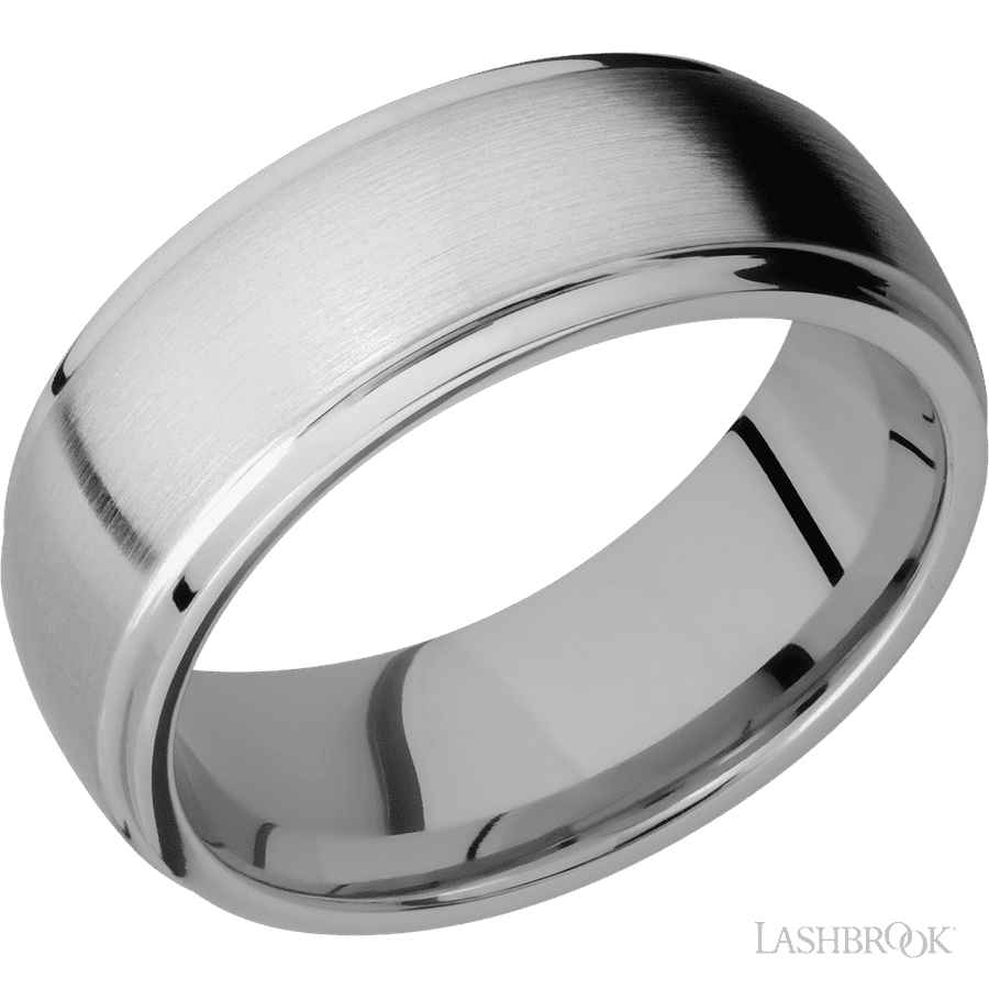 8 mm wide Domed Stepped Down Edges Titanium band