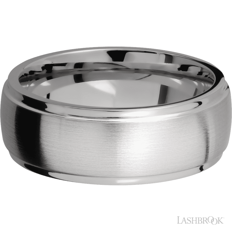 8 mm wide Domed Stepped Down Edges Titanium band