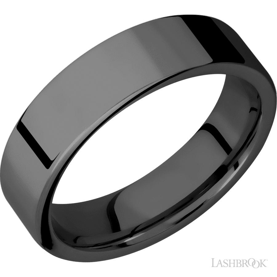 6 mm wide Flat Zirconium band