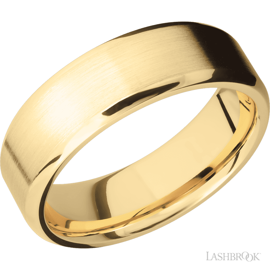 7 mm wide Beveled 10K Yellow Gold band