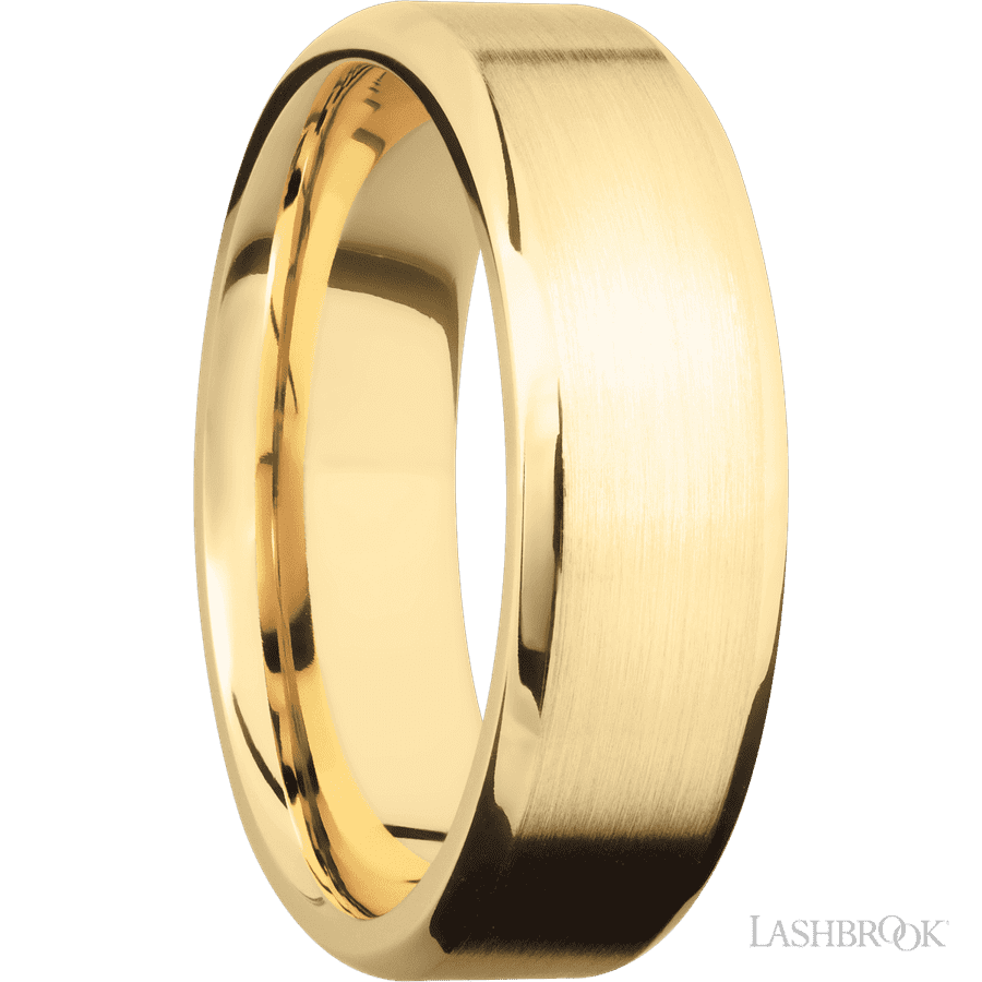 7 mm wide Beveled 10K Yellow Gold band