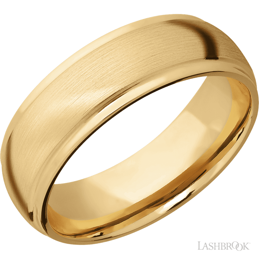 7 mm wide Domed Stepped Down Edges 10K Yellow Gold band