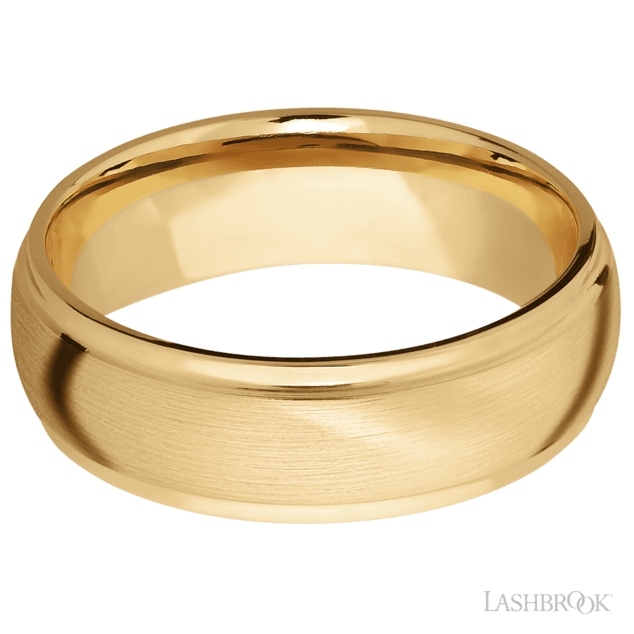 7 mm wide Domed Stepped Down Edges 10K Yellow Gold band