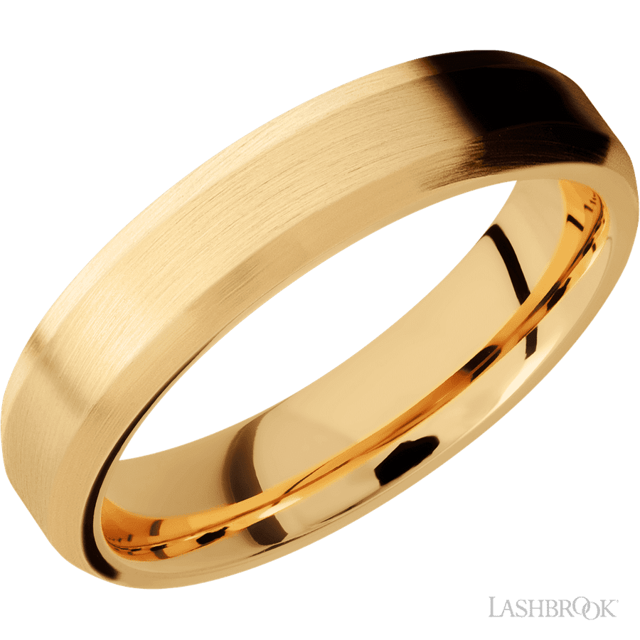 5 mm wide Beveled 14K Yellow Gold band