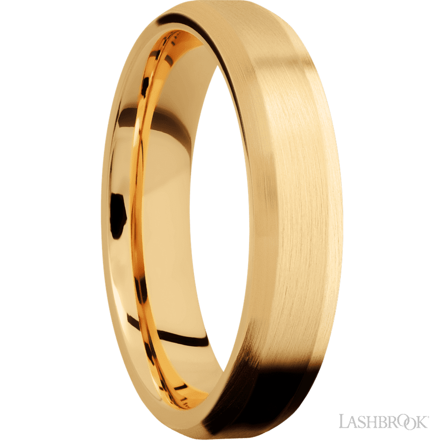 5 mm wide Beveled 14K Yellow Gold band