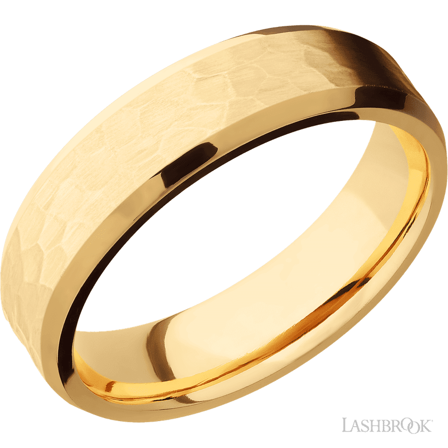 6 mm wide Beveled 14K Yellow Gold band