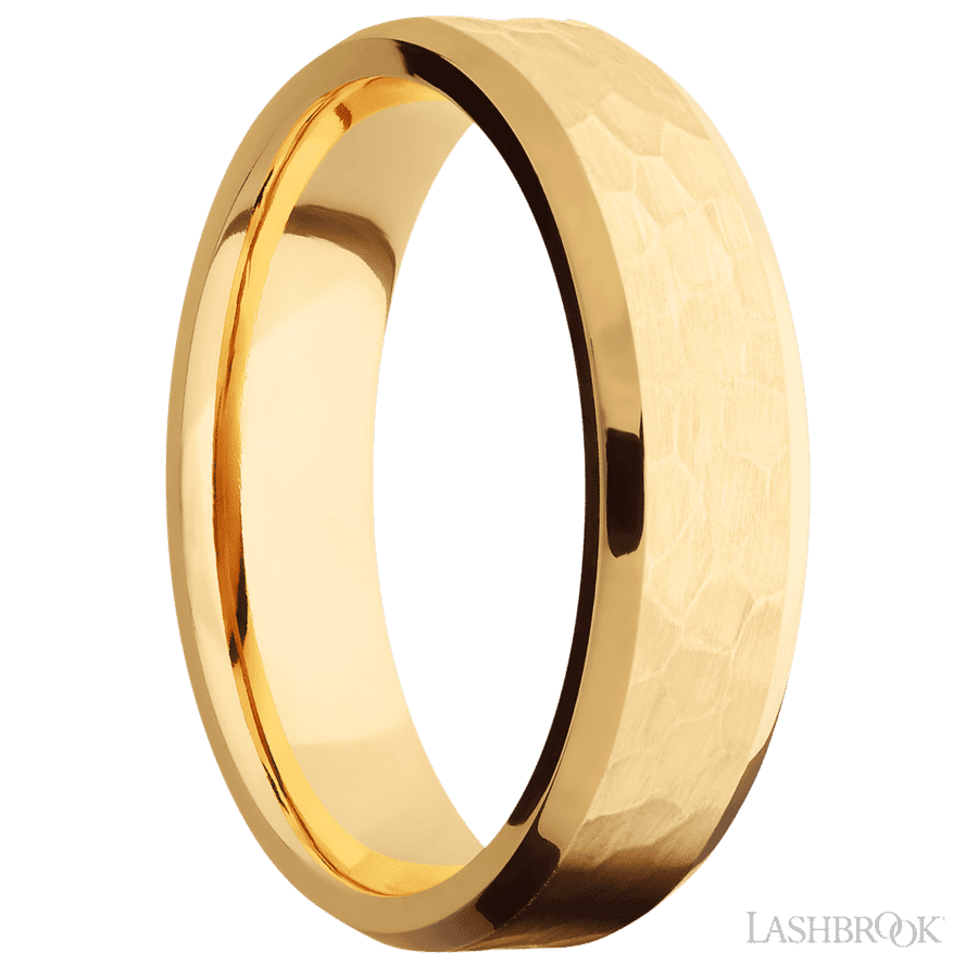 6 mm wide Beveled 14K Yellow Gold band