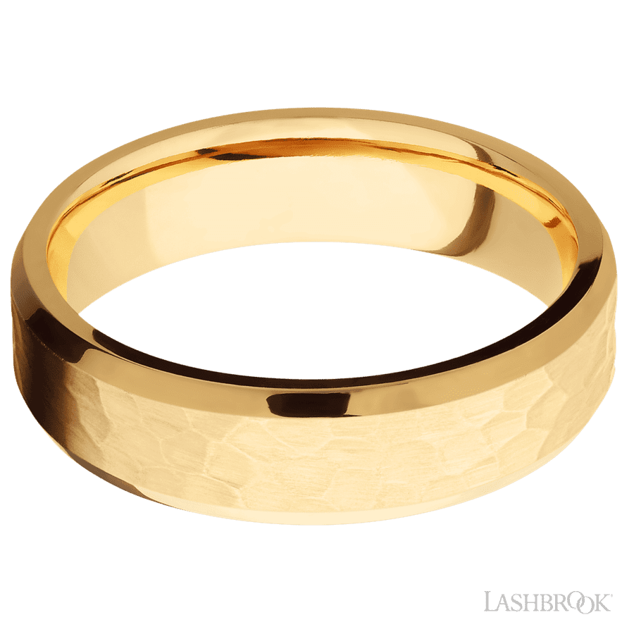 6 mm wide Beveled 14K Yellow Gold band