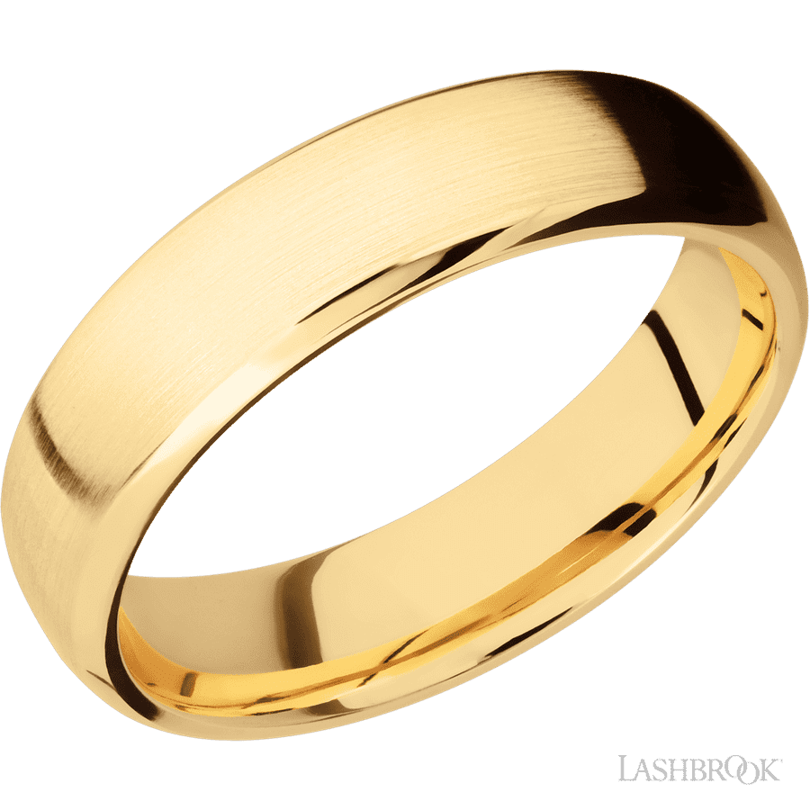 6 mm wide Domed Bevel 14K Yellow Gold band