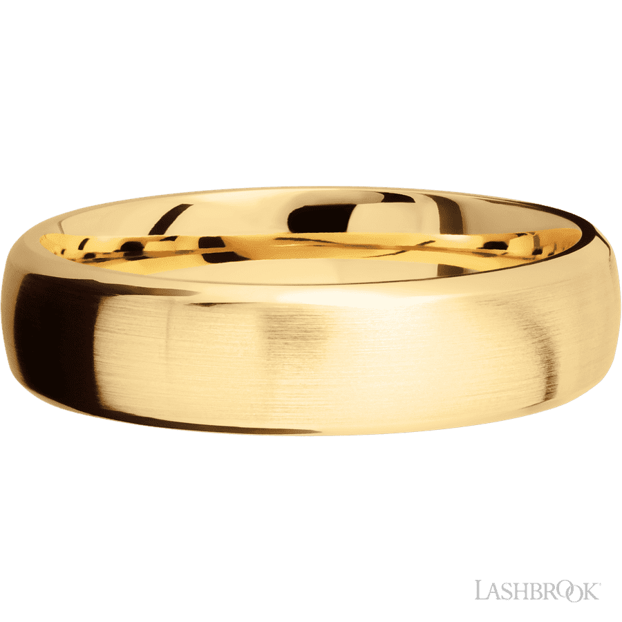 6 mm wide Domed Bevel 14K Yellow Gold band