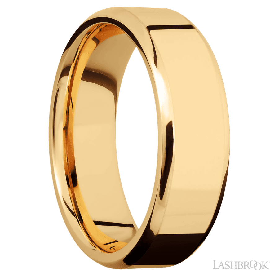 7 mm wide Beveled 14K Yellow Gold band