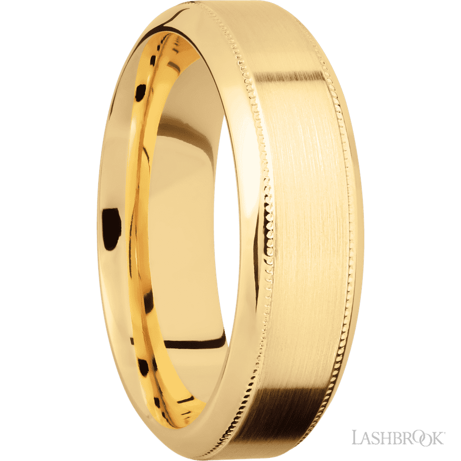 7 mm wide High Bevel Milgrain 14K Yellow Gold band