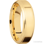 7 mm wide High Bevel Milgrain 14K Yellow Gold band