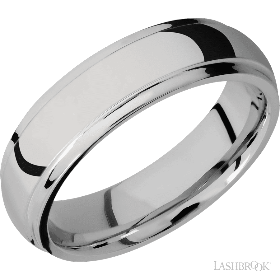 6 mm wide Domed Stepped Down Edges Titanium band