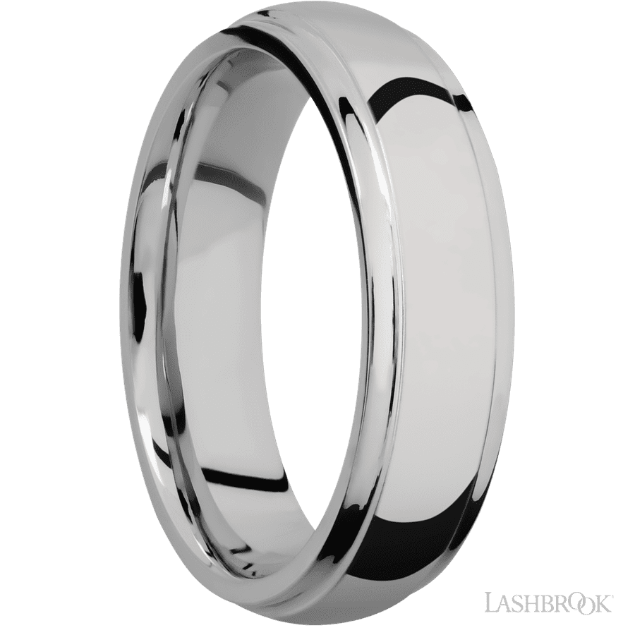 6 mm wide Domed Stepped Down Edges Titanium band