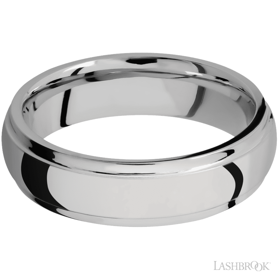 6 mm wide Domed Stepped Down Edges Titanium band