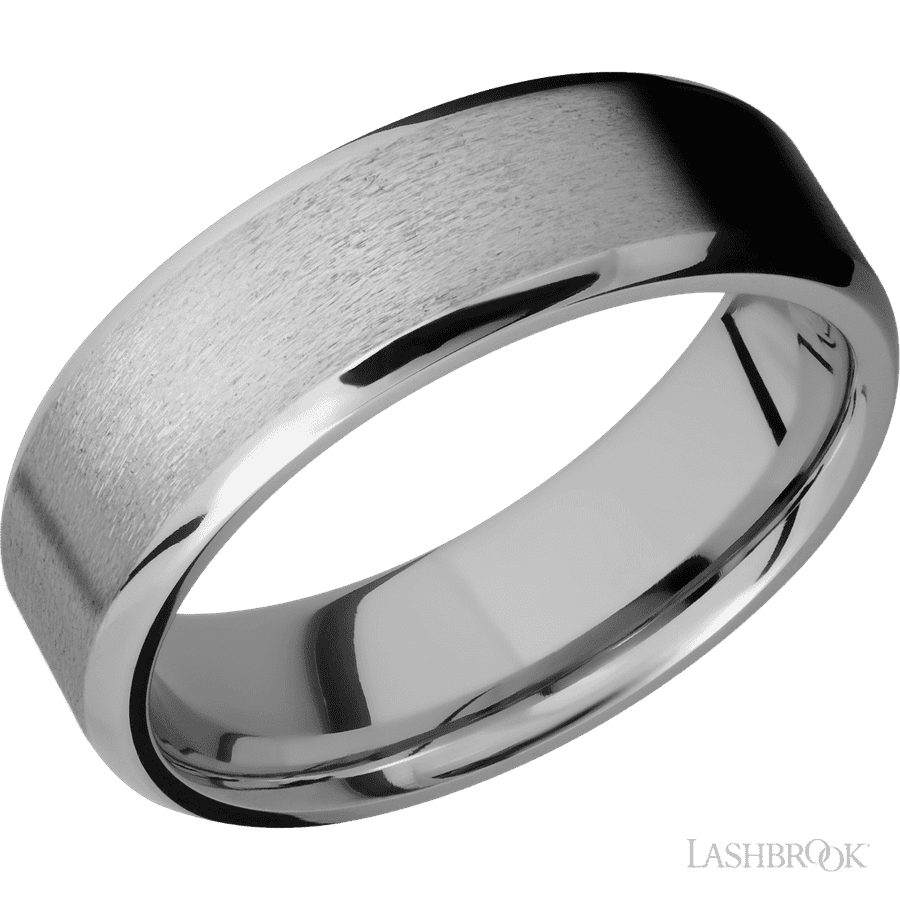 7 mm wide Beveled Titanium band