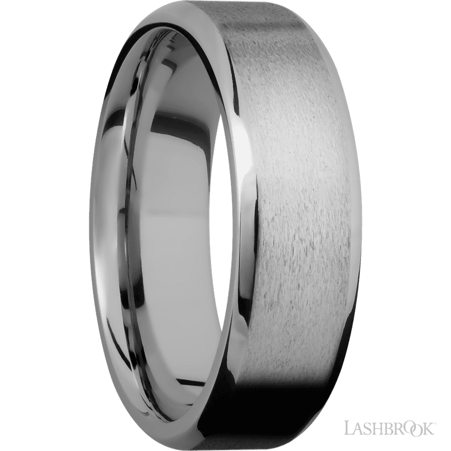 7 mm wide Beveled Titanium band