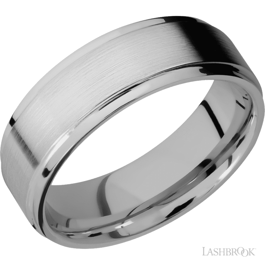 7 mm wide Flat Grooved Edges Titanium band