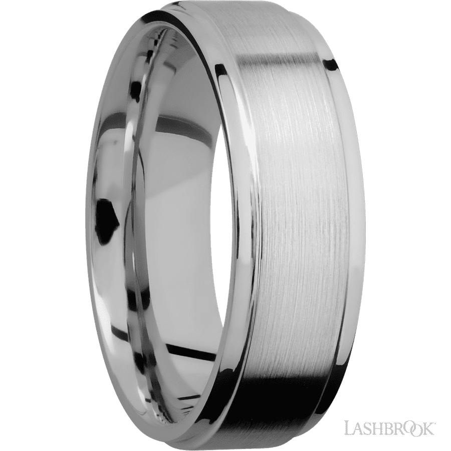 7 mm wide Flat Grooved Edges Titanium band