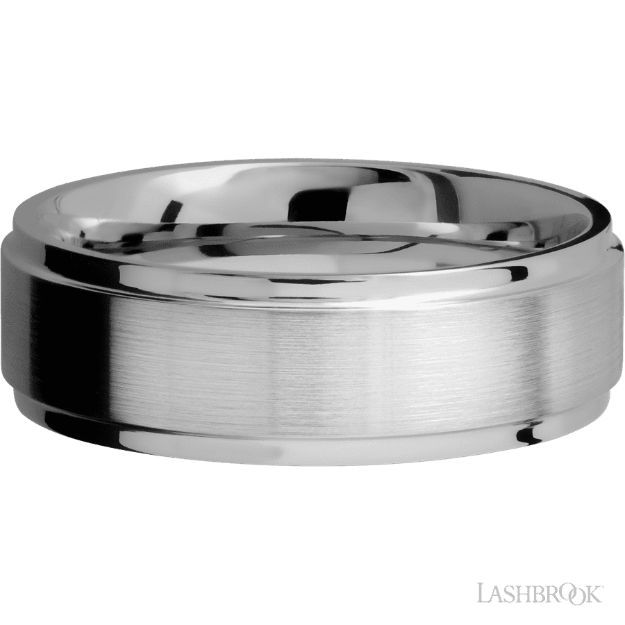 7 mm wide Flat Grooved Edges Titanium band
