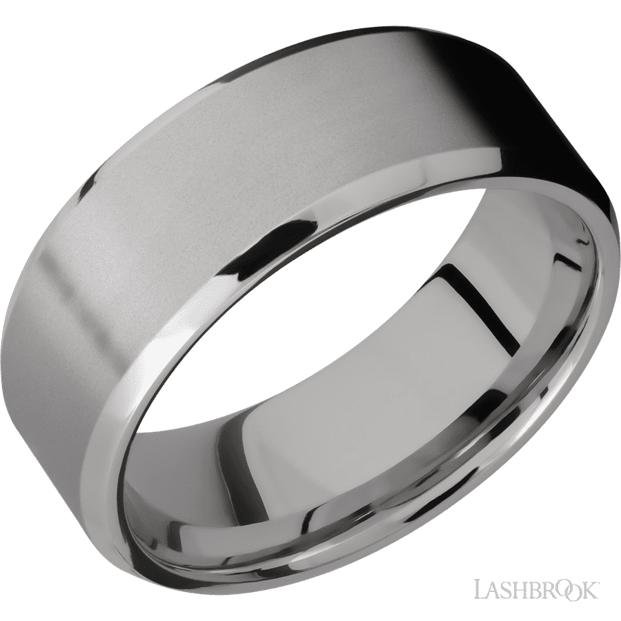 8 mm wide Beveled Titanium band