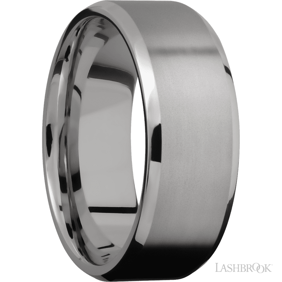 8 mm wide Beveled Titanium band