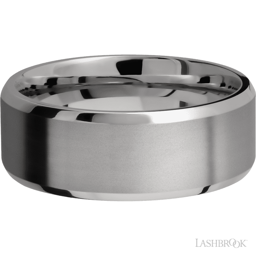 8 mm wide Beveled Titanium band