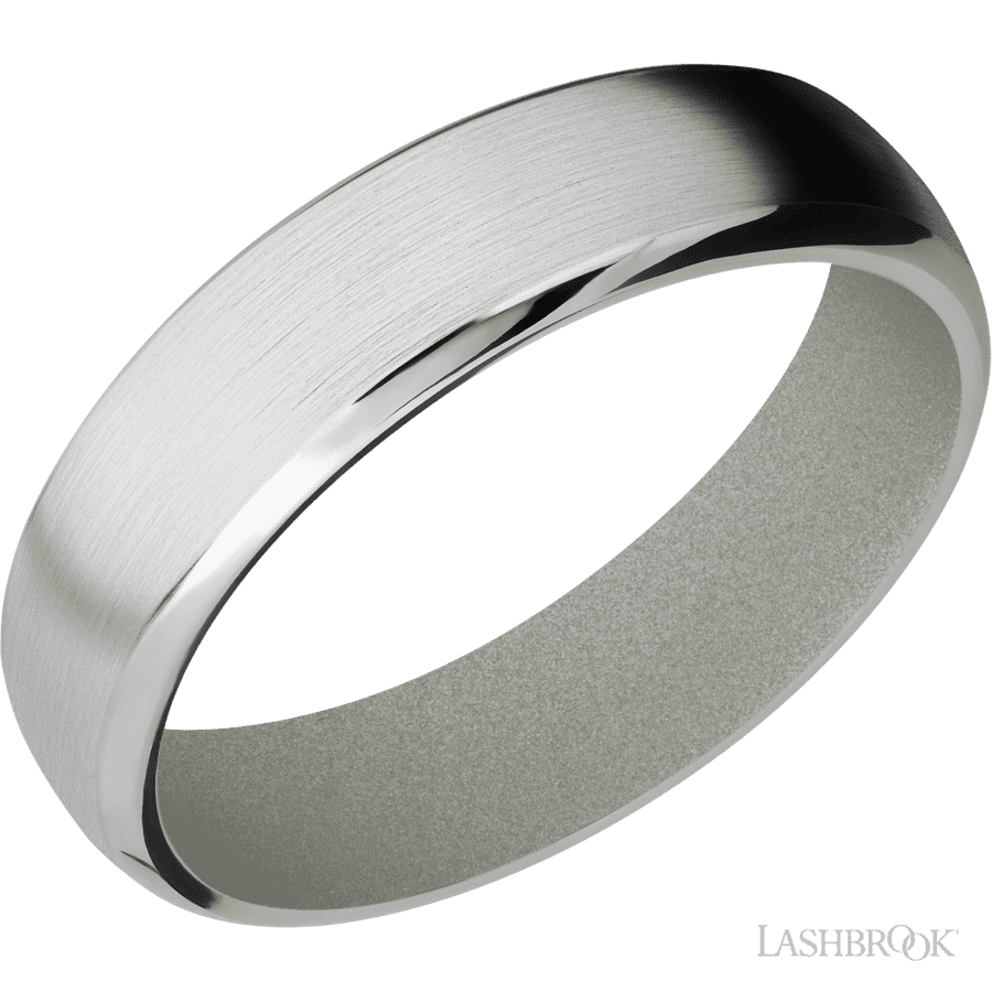 6 mm wide Domed Bevel Cobalt Chrome band featuring a Gun Metal Grey sleeve