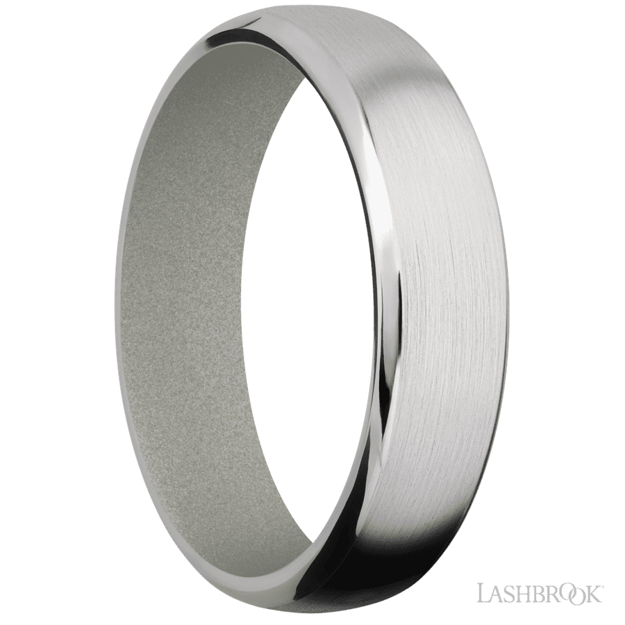 6 mm wide Domed Bevel Cobalt Chrome band featuring a Gun Metal Grey sleeve